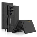 Samsung Galaxy S24 Ultra Leather Flip Case with Card Clip & Kickstand