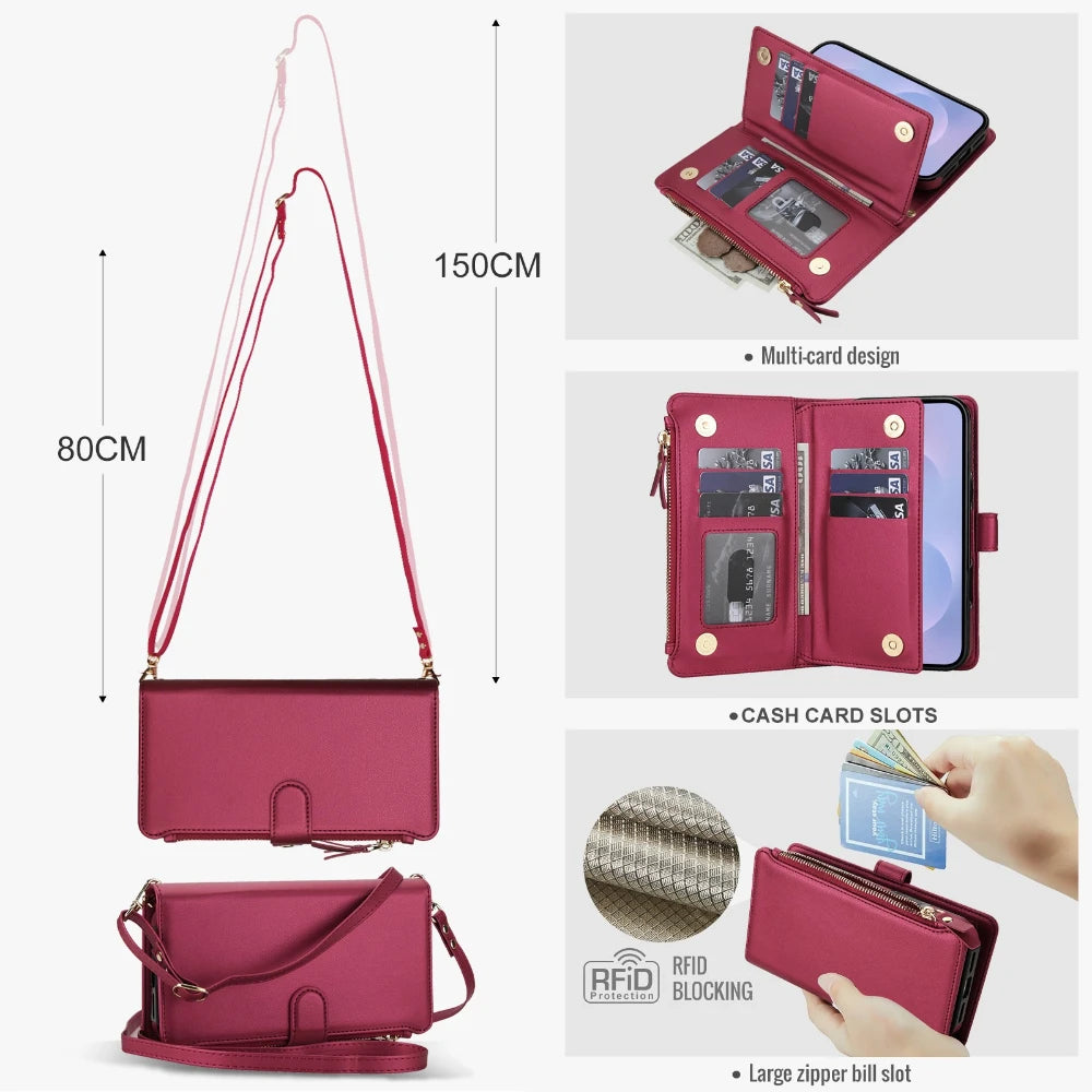 Protective Magnetic Flip Case with Lanyard Strap for Samsung Galaxy S26 Series