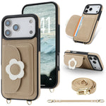 Crossbody Leather Wallet Case with Card Slots and Stand for iPhone 17 Series
