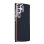 Plating Soft Edge Leather Magnetic Case for Samsung Galaxy S25 Series