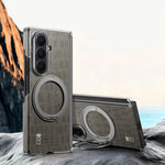Crocodile-Embossed Leather Kickstand Case with 360° Rotating Ring for Samsung Galaxy Z Fold 6
