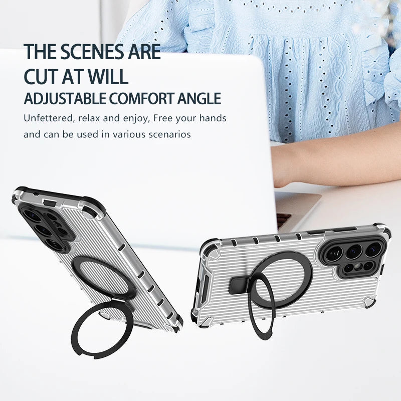 Stripe Pattern Magnetic Stand Case for Samsung Galaxy S25 Series