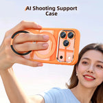 Clear MagSafe Case with Rotating Ring Stand and Removable Camera Protector for iPhone 17 Series
