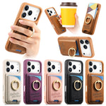 iPhone 17 Series Leather Wallet Case with Ring Holder and Kickstand