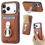 Multi-Functional Leather Wallet Case with Foldable Ring Holder & Vertical Card Slot for iPhone 17 Series