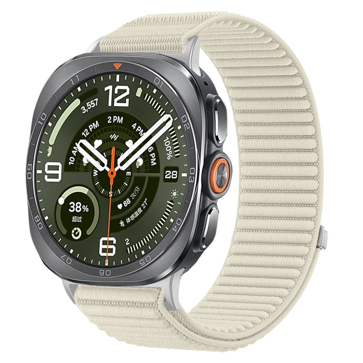 Woven Nylon Velcro Watch Strap with Metal Connector Heads for Samsung Galaxy Watch Ultra 2