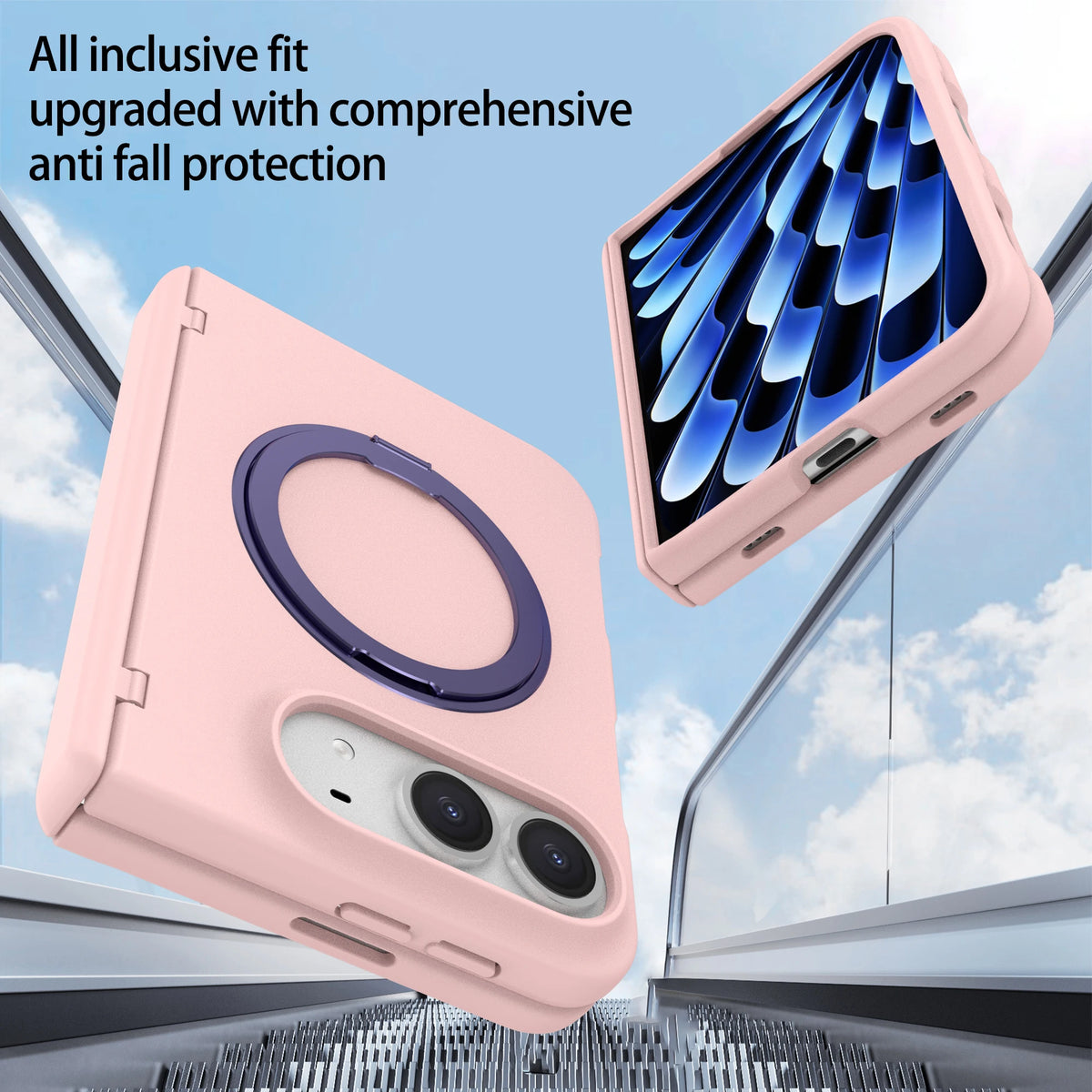 MagSafe Foldable Case with 360° Rotating Kickstand Ring for iPhone Duo