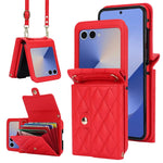Anti-Drop Leather Wallet Case with Crossbody Strap and Card Holder for Samsung Galaxy Z Flip 7