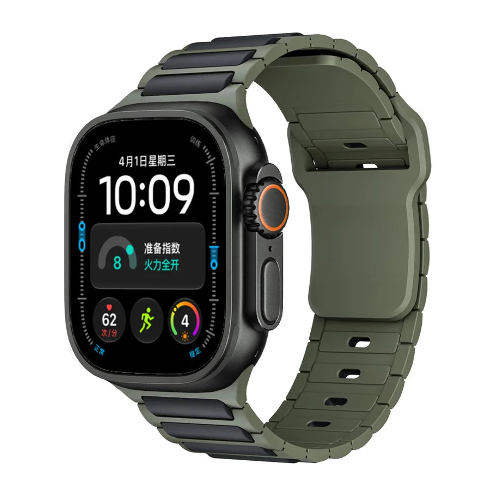 Silicone Quick-Release Band with Segmented Link Design for Apple Watch