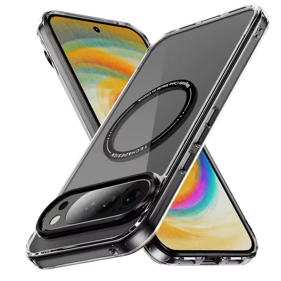 Google Pixel 10 Series Transparent Magnetic Case with Metal Buttons