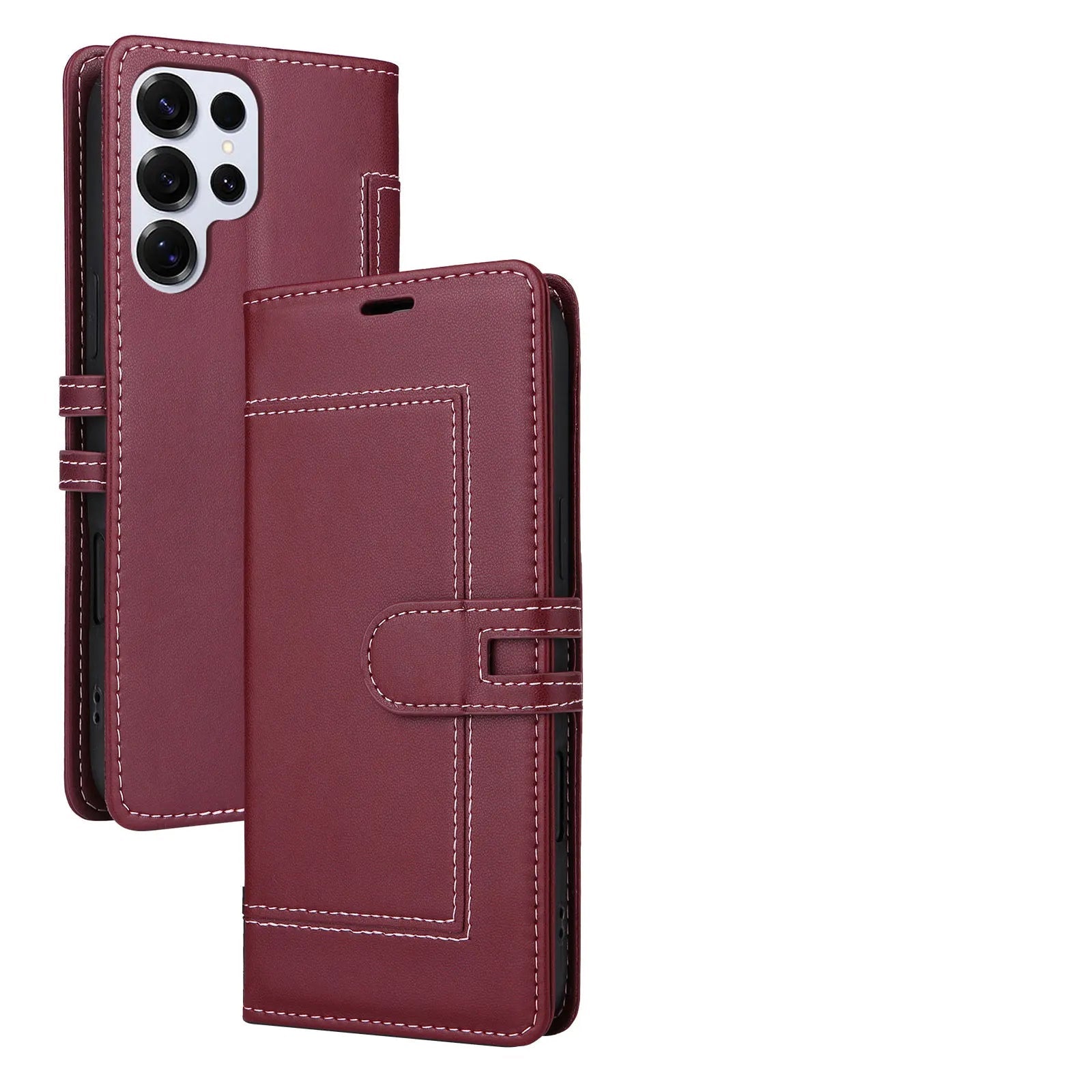 Samsung Galaxy S25 Series Book-Style Leather Case with Card Pocket and Stand