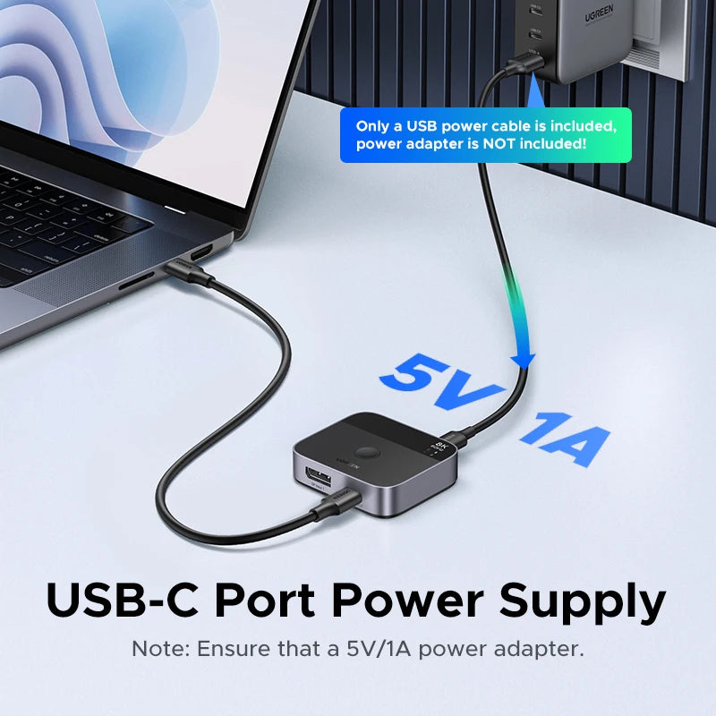 UGREEN AW701 2-in-1 USB-C & DisplayPort Video Switcher