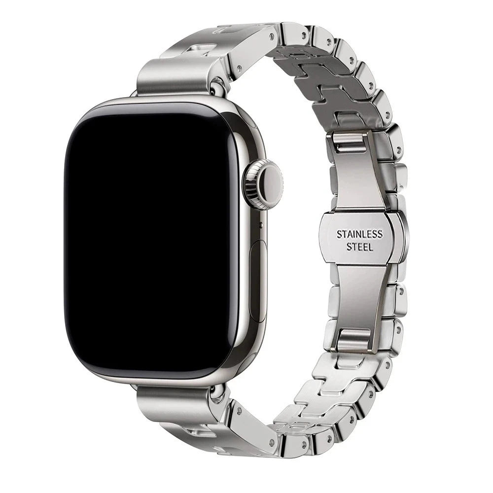 Stainless Steel Band with Butterfly Clasp for Apple Watch