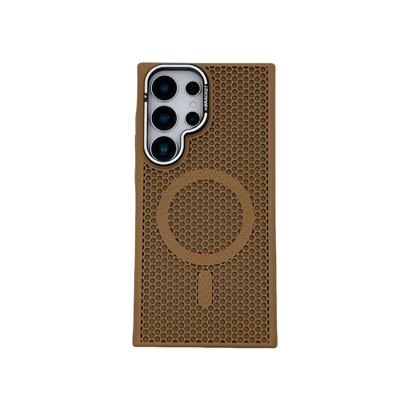Honeycomb Grid Mesh Cooling Magnetic Phone Case with Lens Protector for Samsung Galaxy S24 Series
