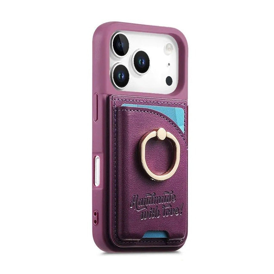 iPhone 17 Series Leather Wallet Case with Ring Holder and Kickstand