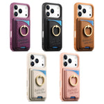 iPhone 17 Series Leather Wallet Case with Ring Holder and Kickstand