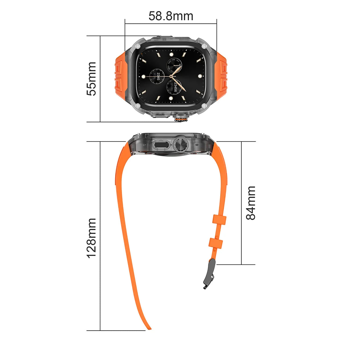 Rugged Protective Case with Integrated Silicone Band for Apple Watch Ultra