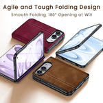 Microfiber Leather Fold Case with Integrated Tempered Glass Screen Protection for iPhone Duo