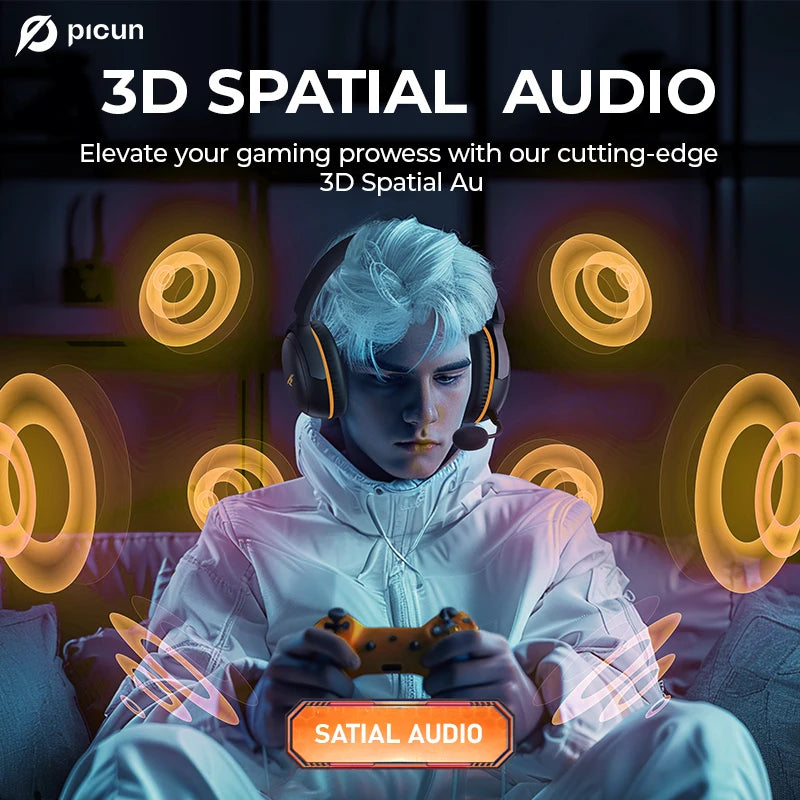 Picun UG-09 Bluetooth 5.4 Wireless Gaming Headset