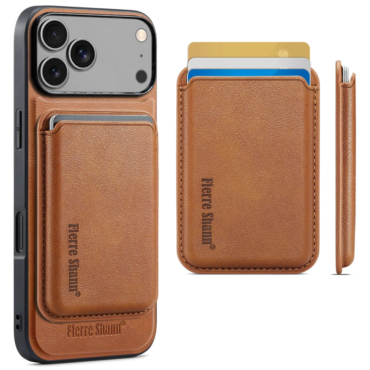 Leather MagSafe Case with Detachable 3-Card Holder for iPhone 18 Series