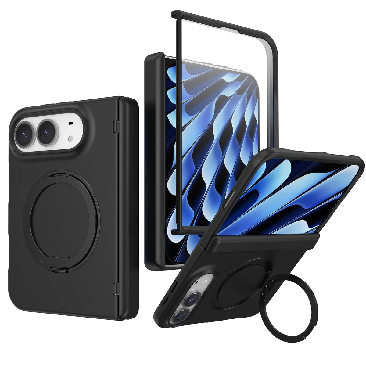MagSafe Foldable Case with 360° Rotating Kickstand Ring for iPhone Duo