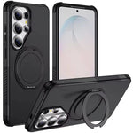 Shockproof Bumper Case with Rotating Magnetic Ring Stand for Samsung Galaxy S25 Ultra
