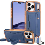 Lychee Grain Leather Crossbody Case with Detachable Neck Strap for iPhone 17 Series