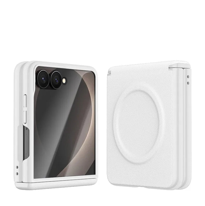 Luxury Magnetic Vegan Leather Case with Screen Protector for Samsung Galaxy Z Flip 8