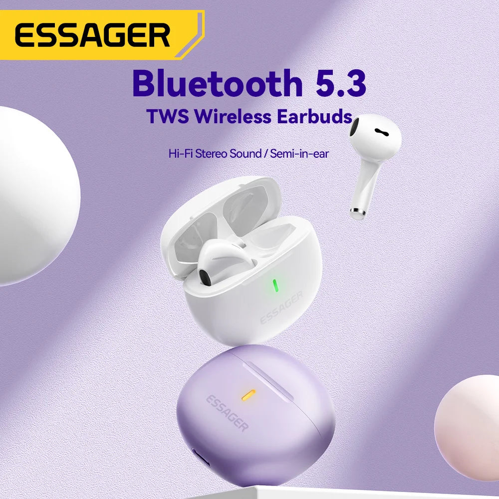 Essager Bluetooth 5.3 TWS Wireless Semi-In-Ear Earbuds