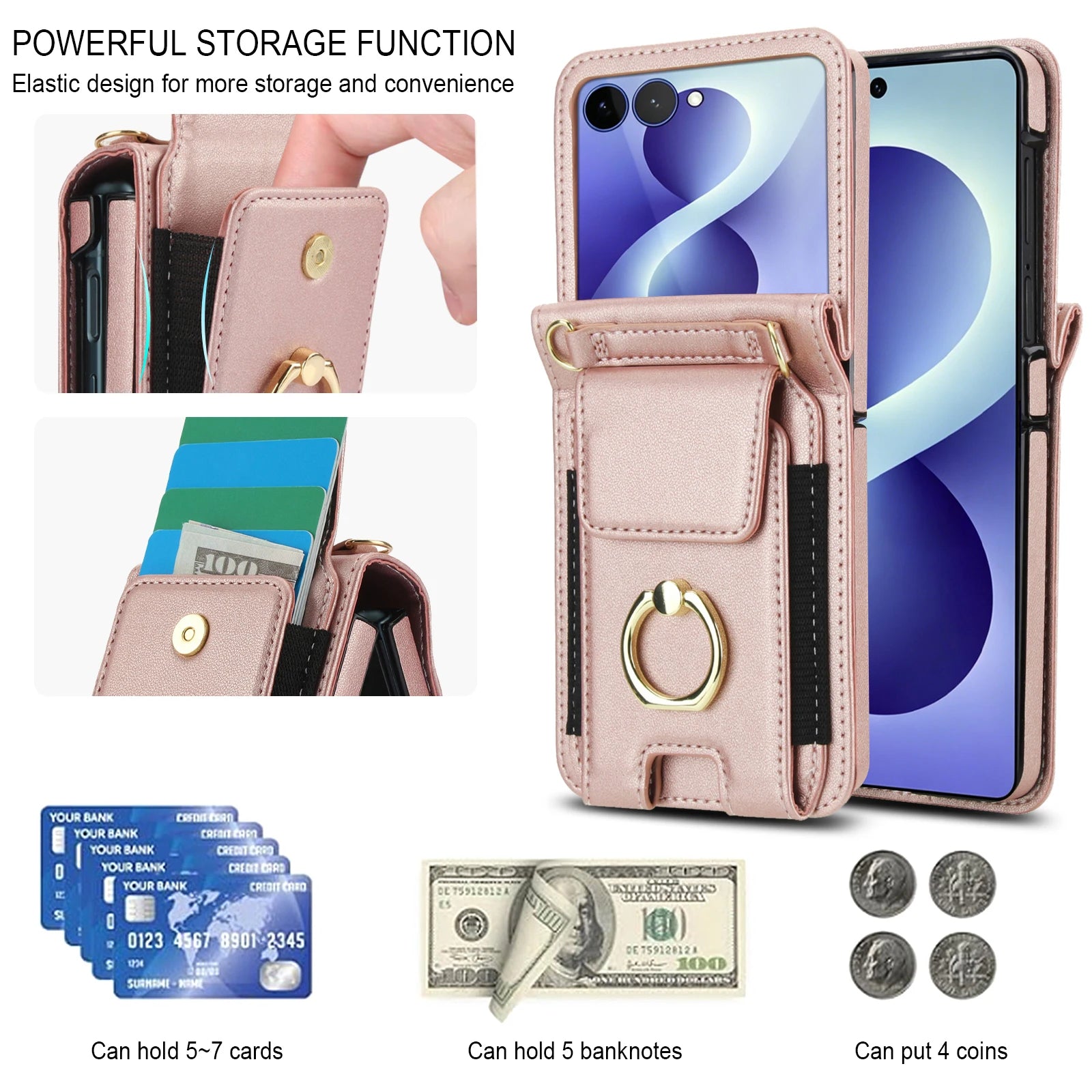 Leather Crossbody Wallet Case for Samsung Galaxy Z Flip 8