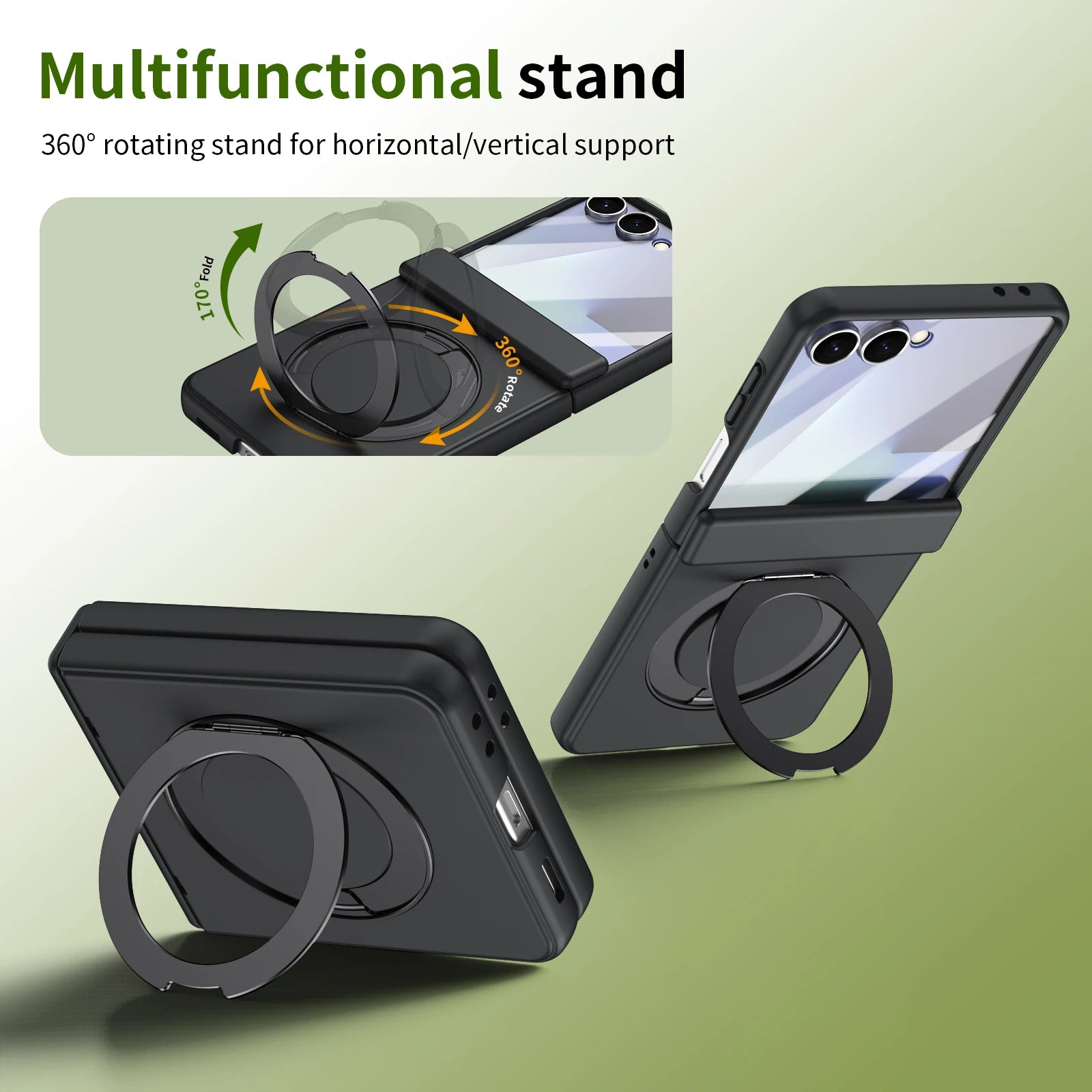 Protective Magnetic Phone Case With Rotating Ring Holder for Galaxy Z Flip 7