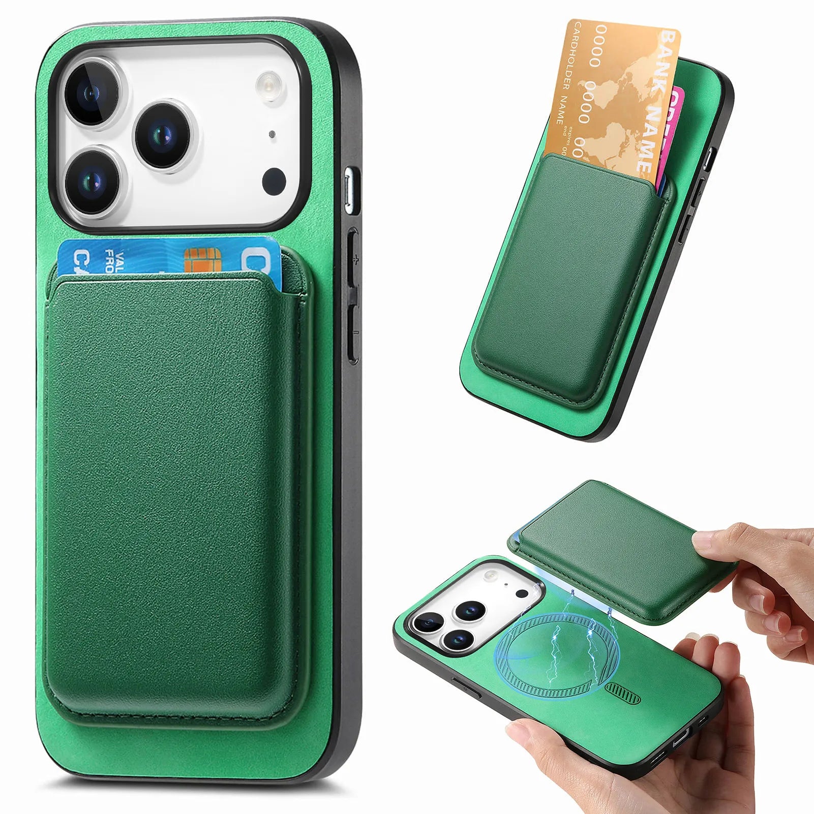 Premium 2-in-1 MagSafe Leather Wallet Case with Card Slot for iPhone 17 Series