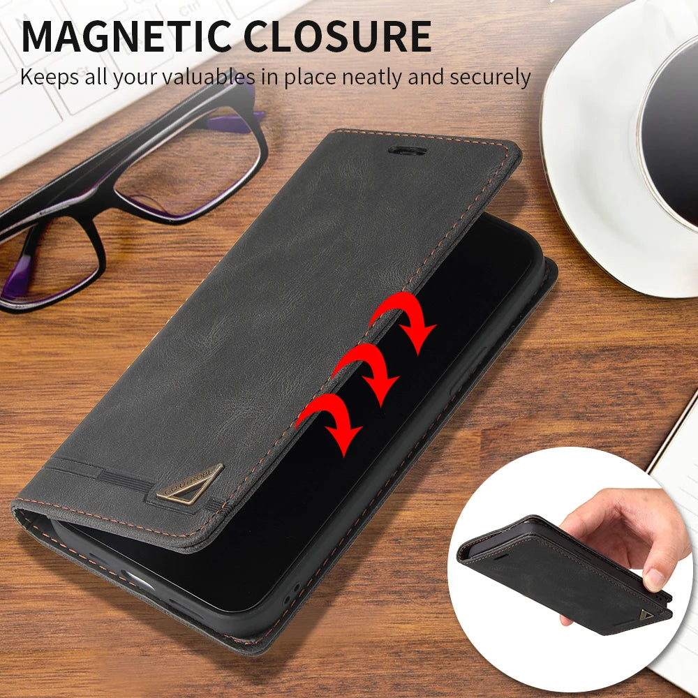 Luxury Retro Leather RFID-Blocking Flip Wallet Case for Samsung Galaxy S26 Series