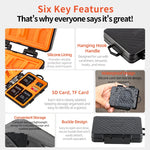 24-Slot Memory Card Storage Case with Carabiner