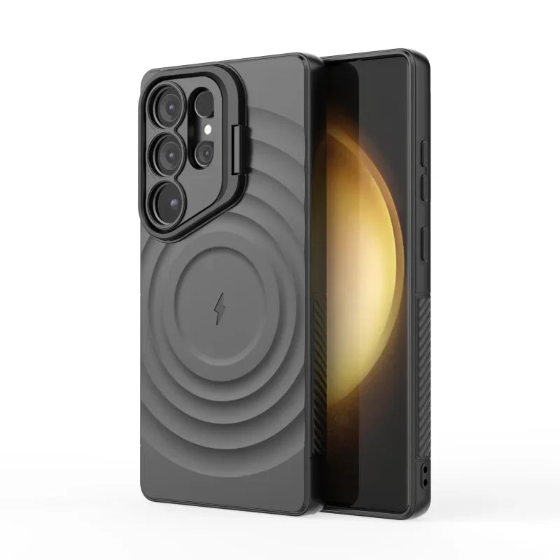 Shockproof Magnetic Case with Folding Camera Stand for Samsung Galaxy S25 Series