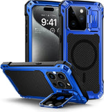 Heavy-Duty Metal Case and Camera Lens Cover for iPhone 15 Series