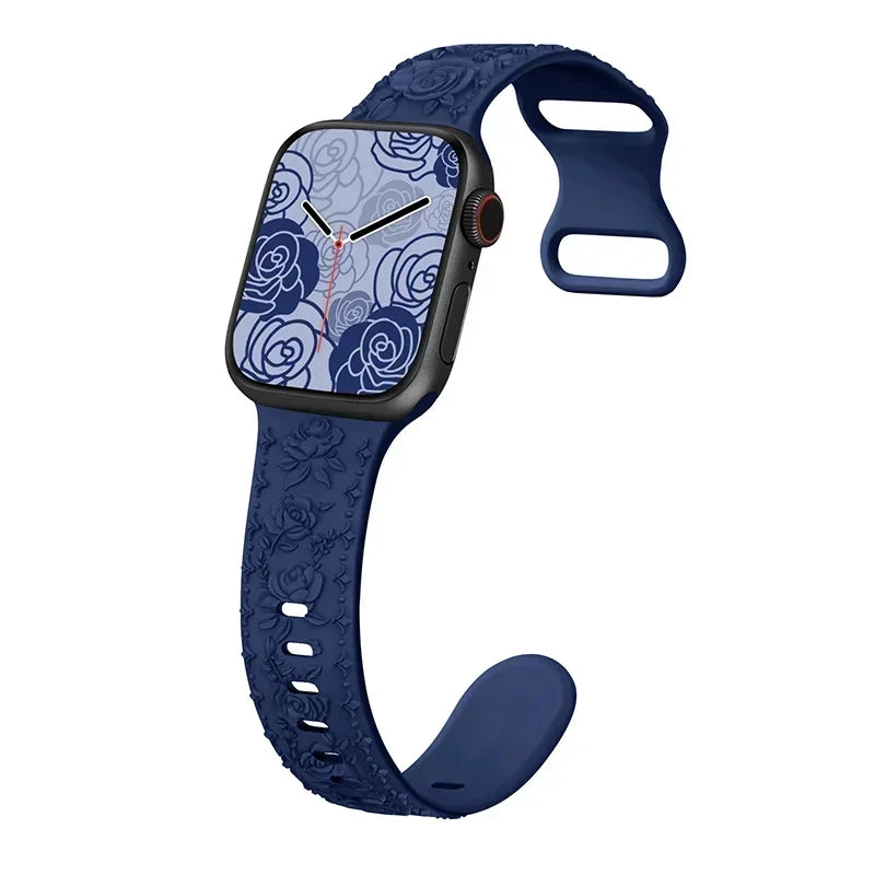 Floral Rose Engraved Bracelet Strap for Apple Watch