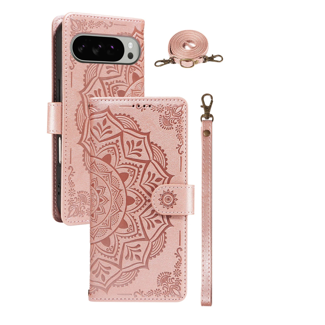 Luxury Embossed Datura Leather Case for Google Pixel 10 Series