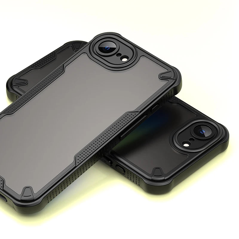 iPhone 16e Scratch-Proof Hard PC + Soft TPU Border Translucent Matte Case
