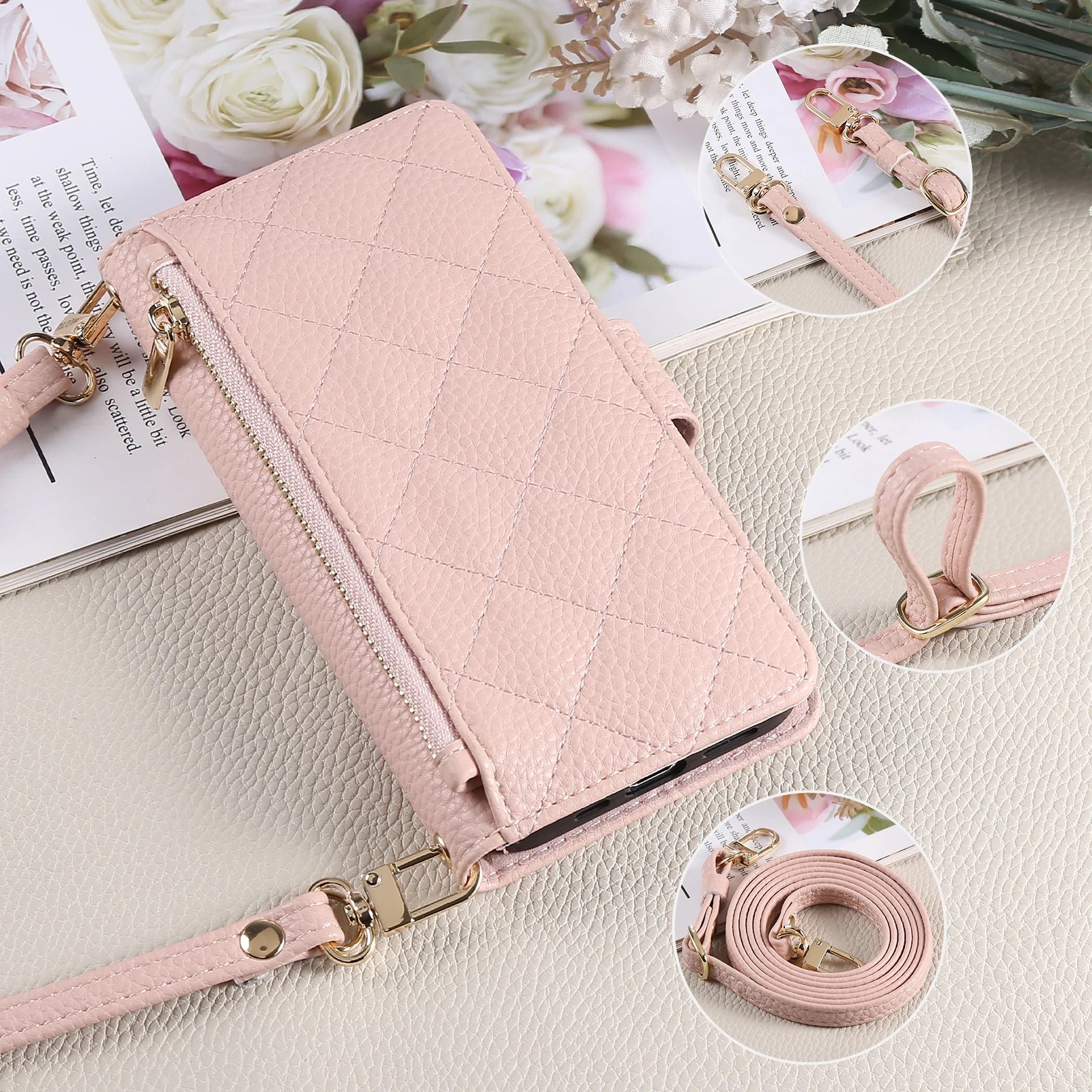 Crossbody Leather Wallet Case with Card Holder for iPhone 15 Series