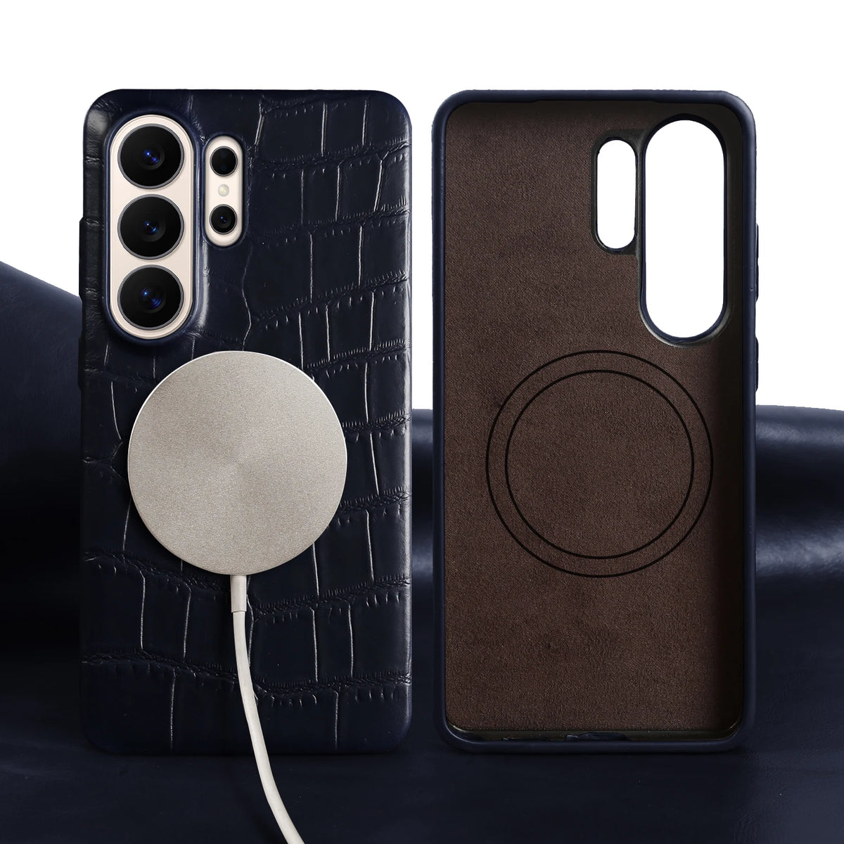 Crocodile Embossed Magnetic Case with Raised Camera Ring for Samsung Galaxy S22 Series