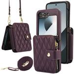 Premium Leather Crossbody Case with Card Holder & Wrist Strap for Samsung Galaxy Z Flip 6