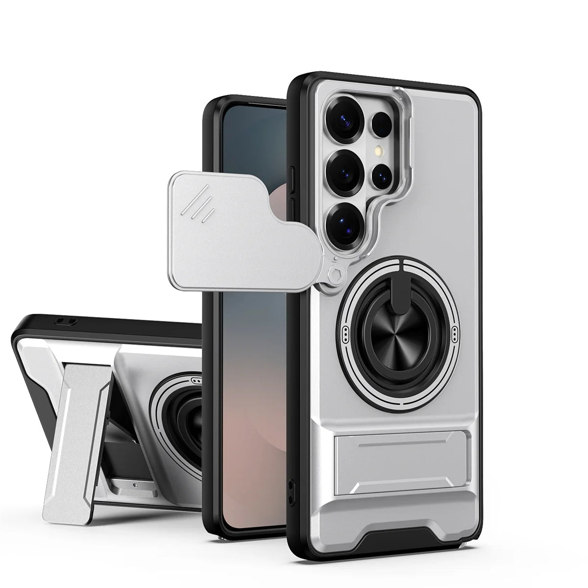 Samsung Galaxy S25 Series Protective Case with Lens Guard & Ring Stand