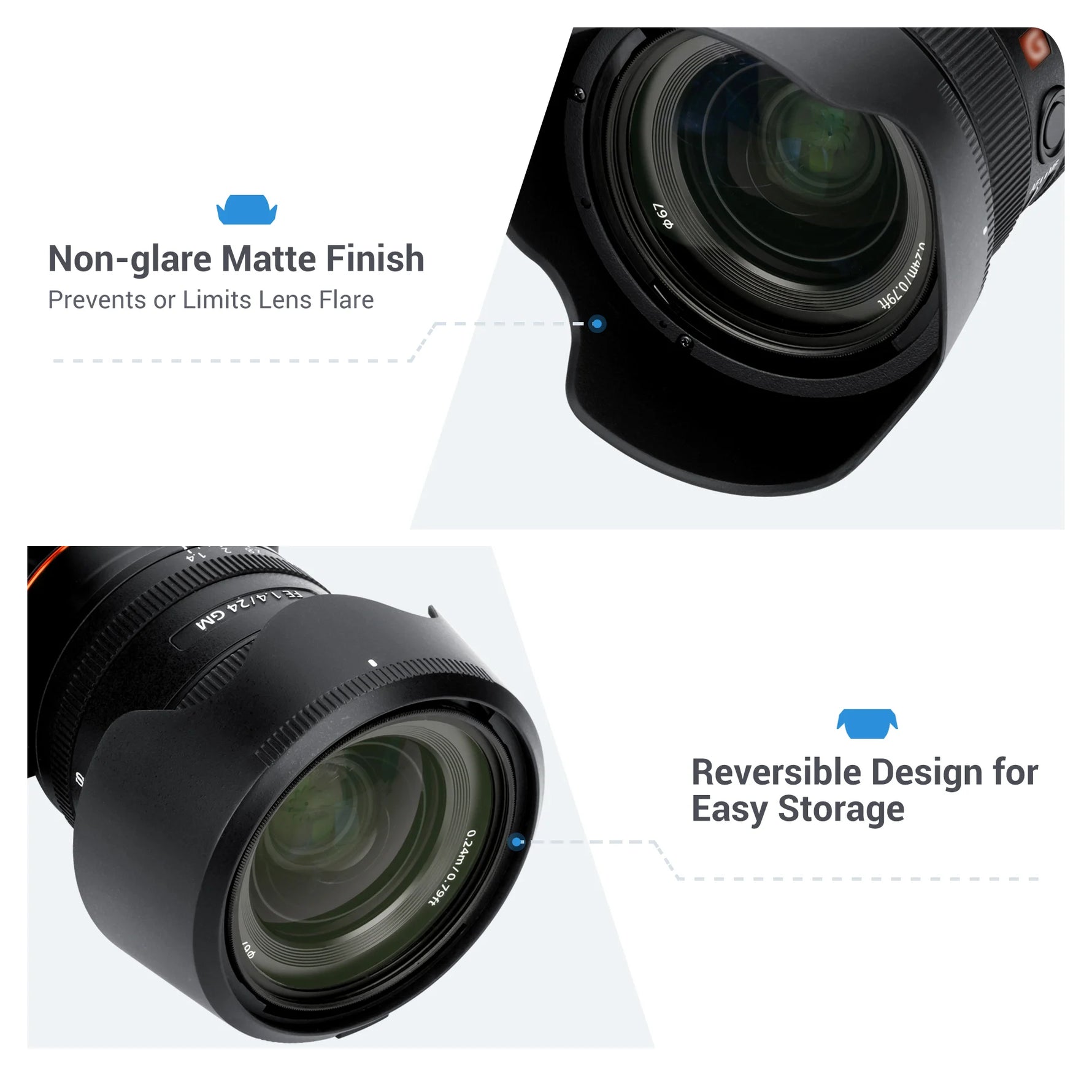 JJC Reversible Bayonet Lens Hood ALC-SH154 for Sony FE 24mm f/1.4 GM