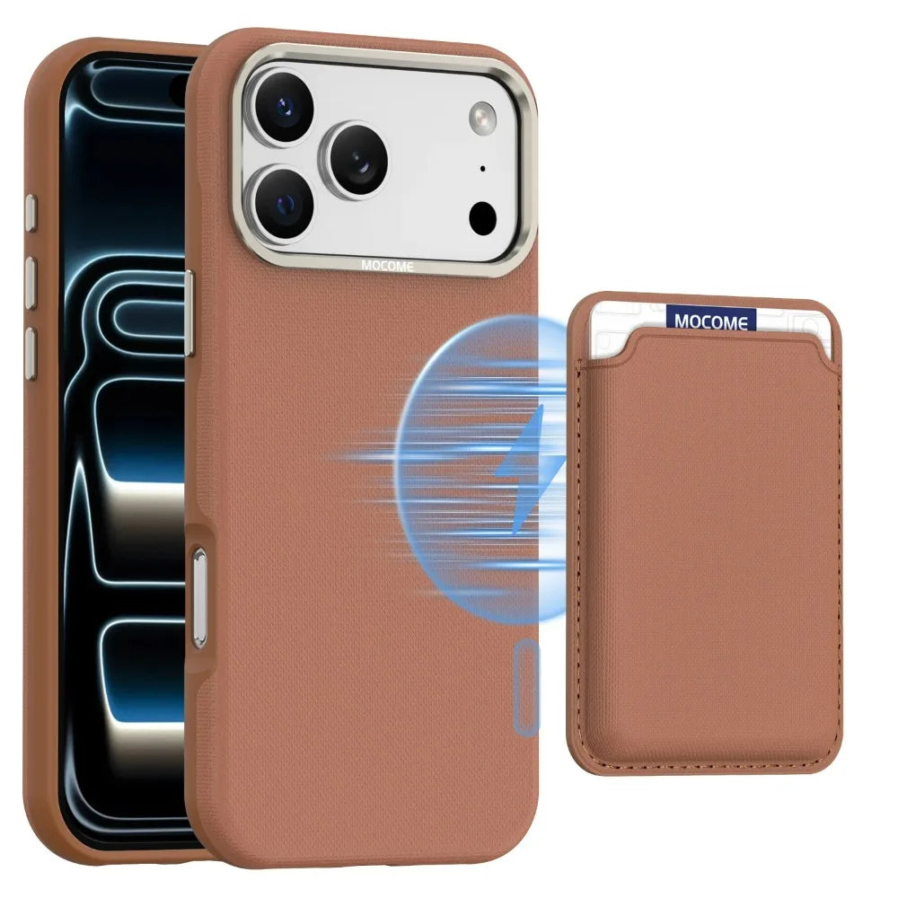 iPhone 17 Series MagSafe Leather Case with Removable Card Holder Slot