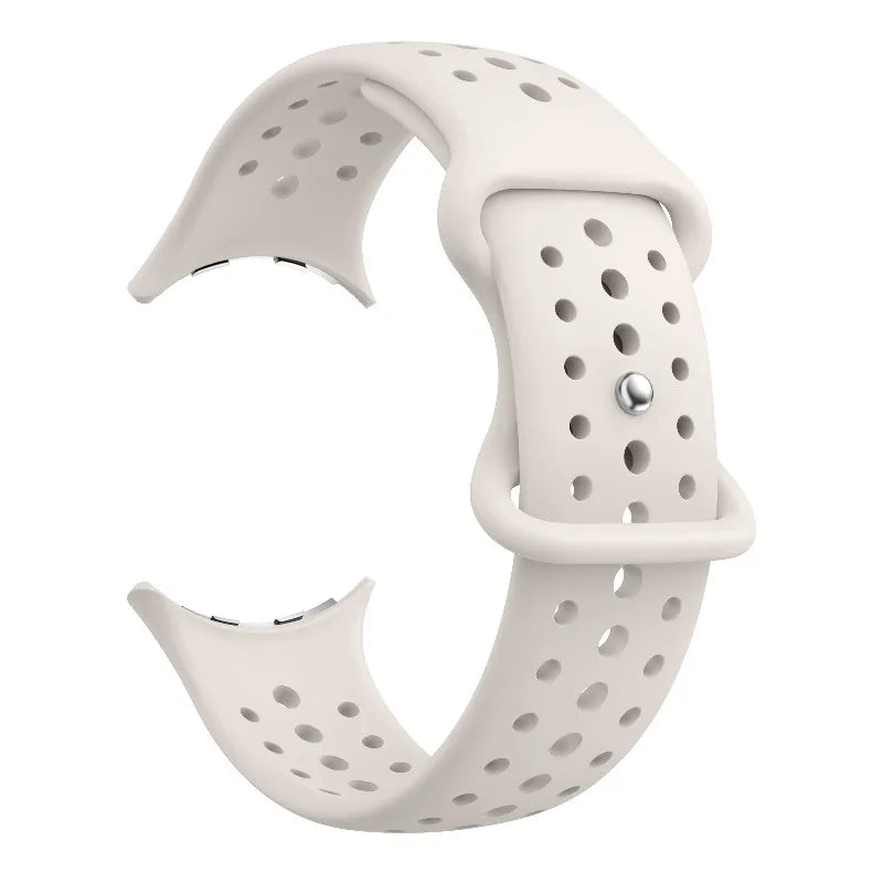 Perforated Silicone Watch Band with Snap Button Closure for Google Pixel Watch 4