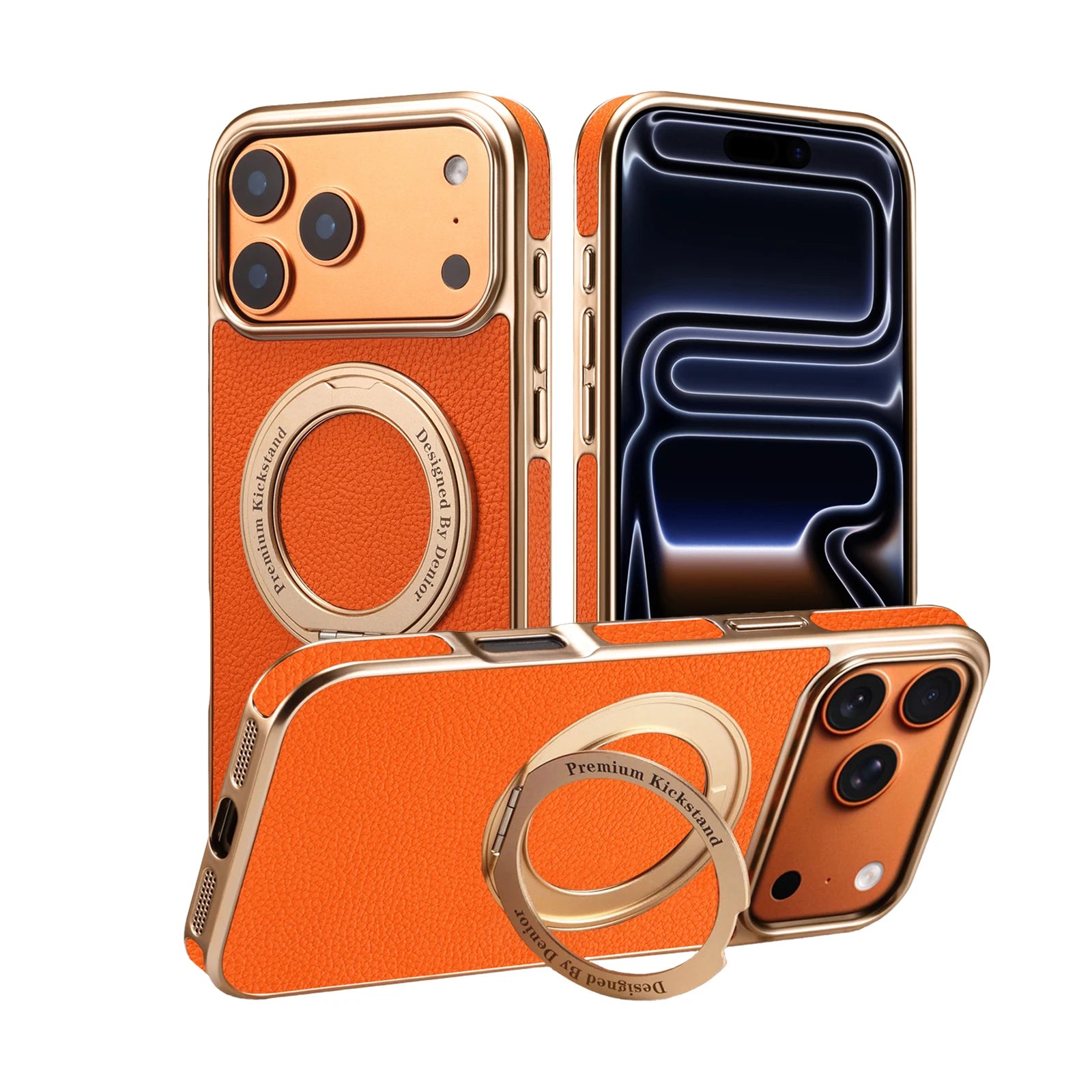 Lychee Pattern MagSafe Case with Kickstand for iPhone 17 Pro & iPhone 17 Pro Max