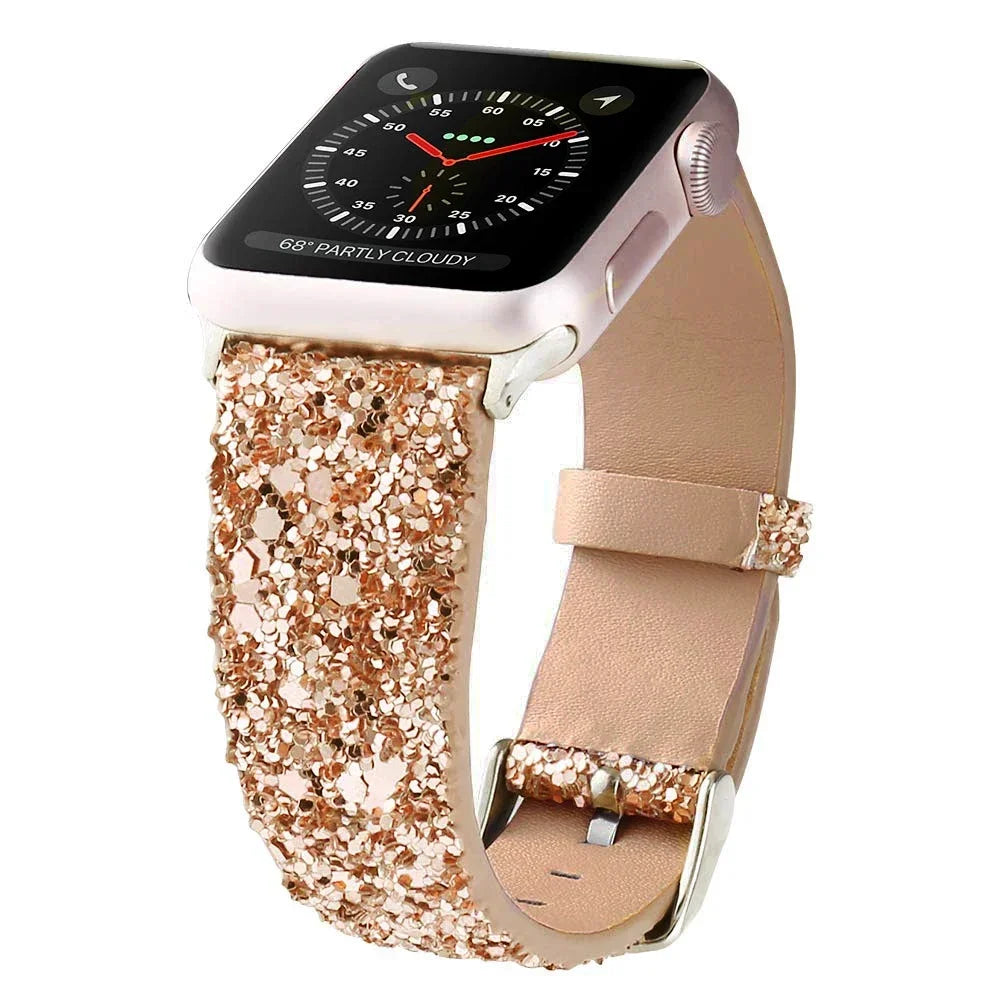 Luxury Shiny Glitter Leather Strap for Apple Watch