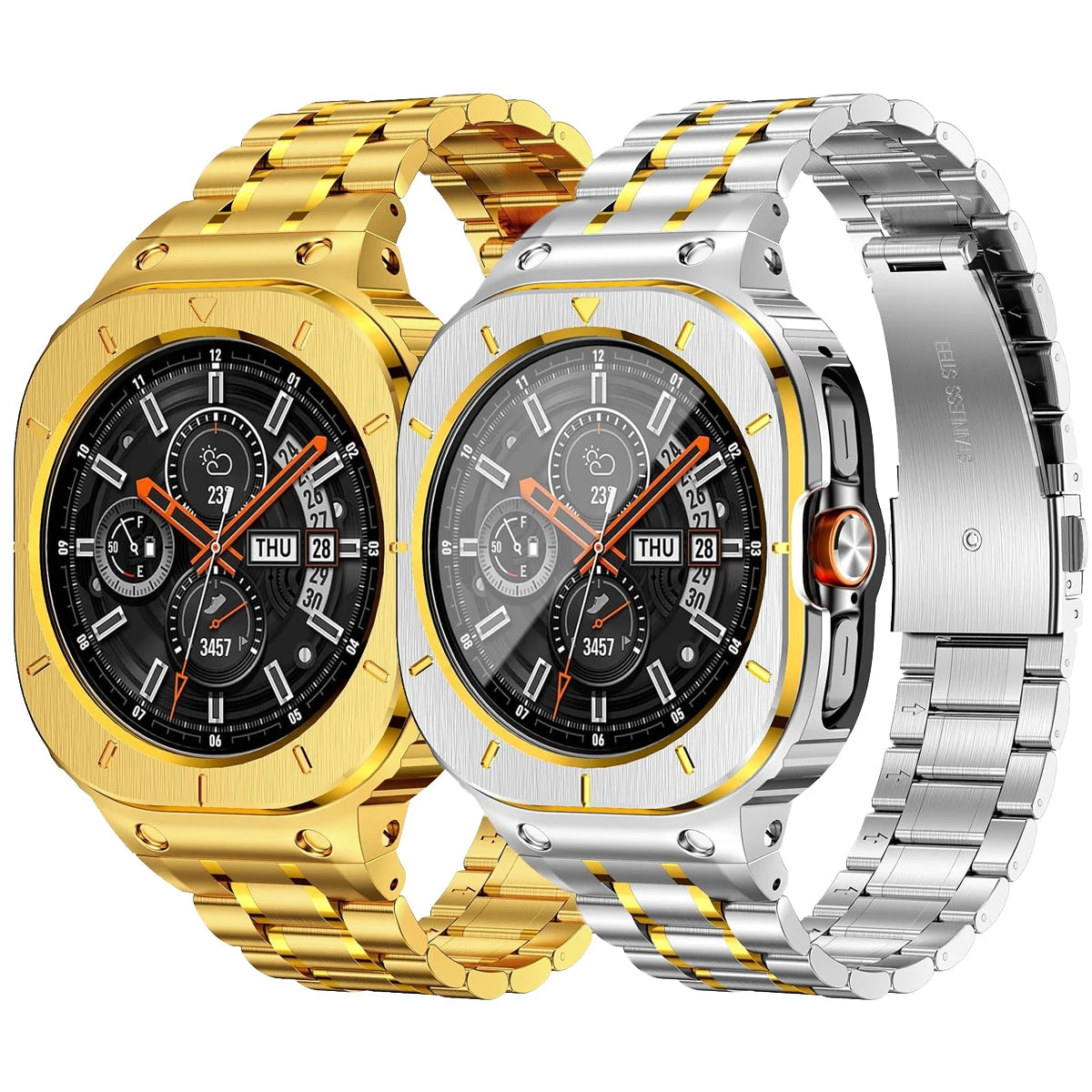 Stainless Steel Shock-Resistant Bumper Case with Integrated Sport Band for Samsung Galaxy Watch Ultra