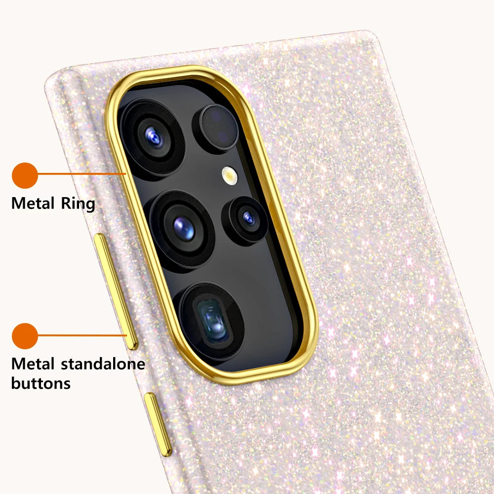 Leather Gradient Glitter Phone Case for Samsung Galaxy S24 Series – Stylish Protection